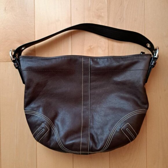 Coach Chocolate Brown Leather Hobo Shoulder Bag 8A03 - Picture 2 of 7